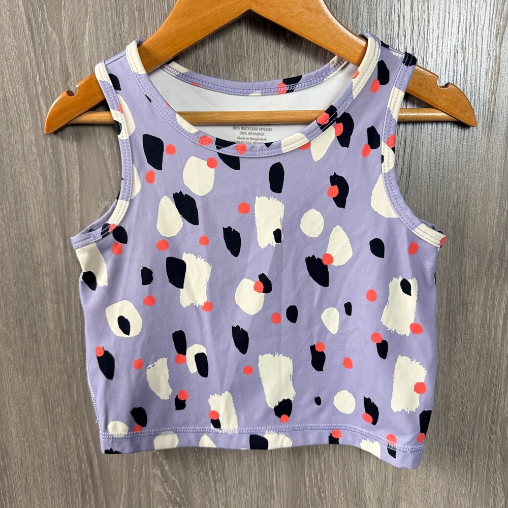 Hanna Andersson Athletic Tank Girls 110 5 Purple Abstract Print Active Crop Top